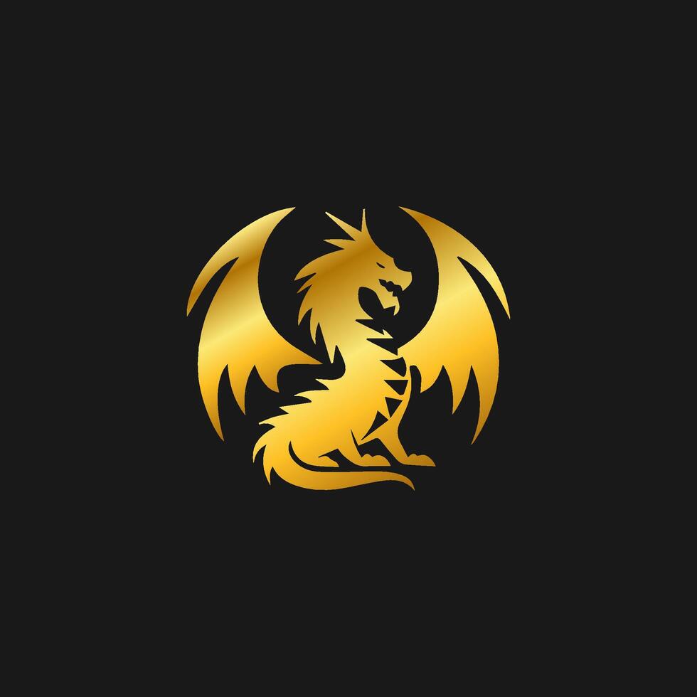 Dragon logo simple elegance, Ancient mythical serpent symbol. Mythological beast sign. vector