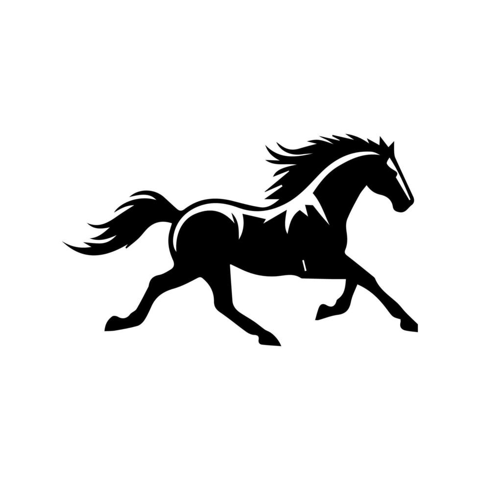 silhouettes of horse. horses running vector