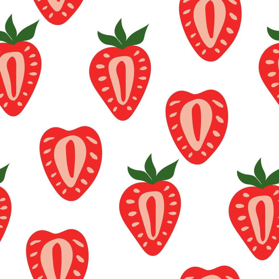 Seamless strawberry pattern. Summer sweet berry background. vector