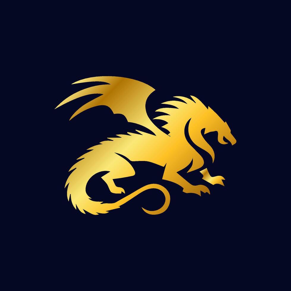 Dragon logo simple elegance, Ancient mythical serpent symbol. Mythological beast sign. vector