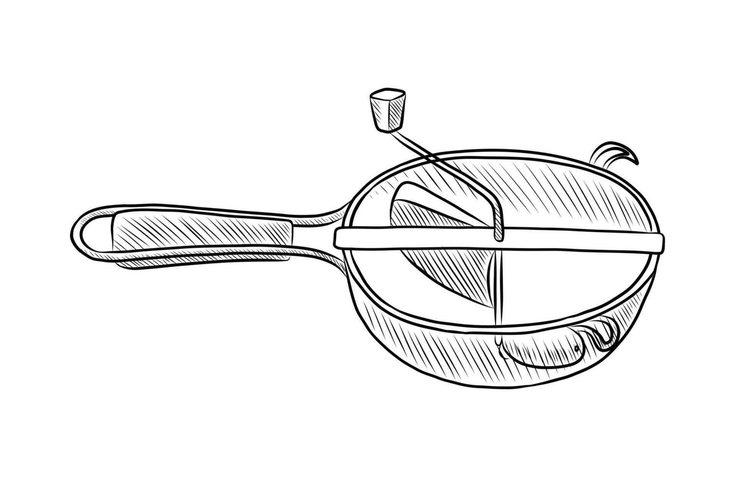 BLACK AND WHITE CONTOUR DRAWING OF A SIEVE FOR WIPING BERRIES vector