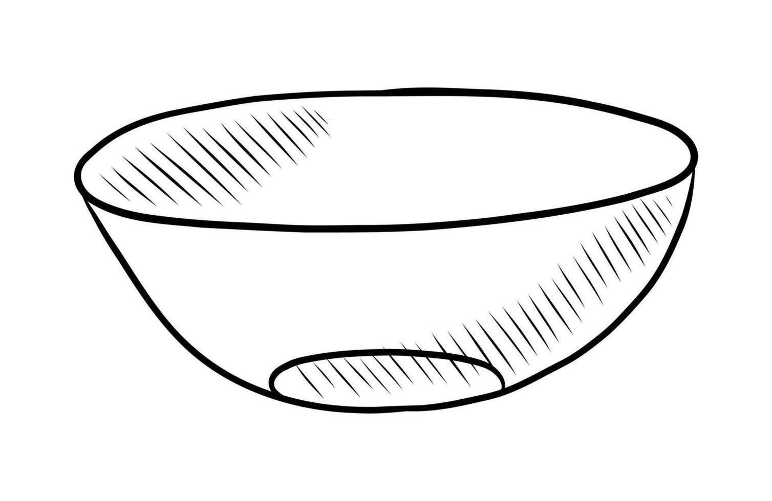 BLACK AND WHITE CONTOUR DRAWING OF A KITCHEN BOWL vector