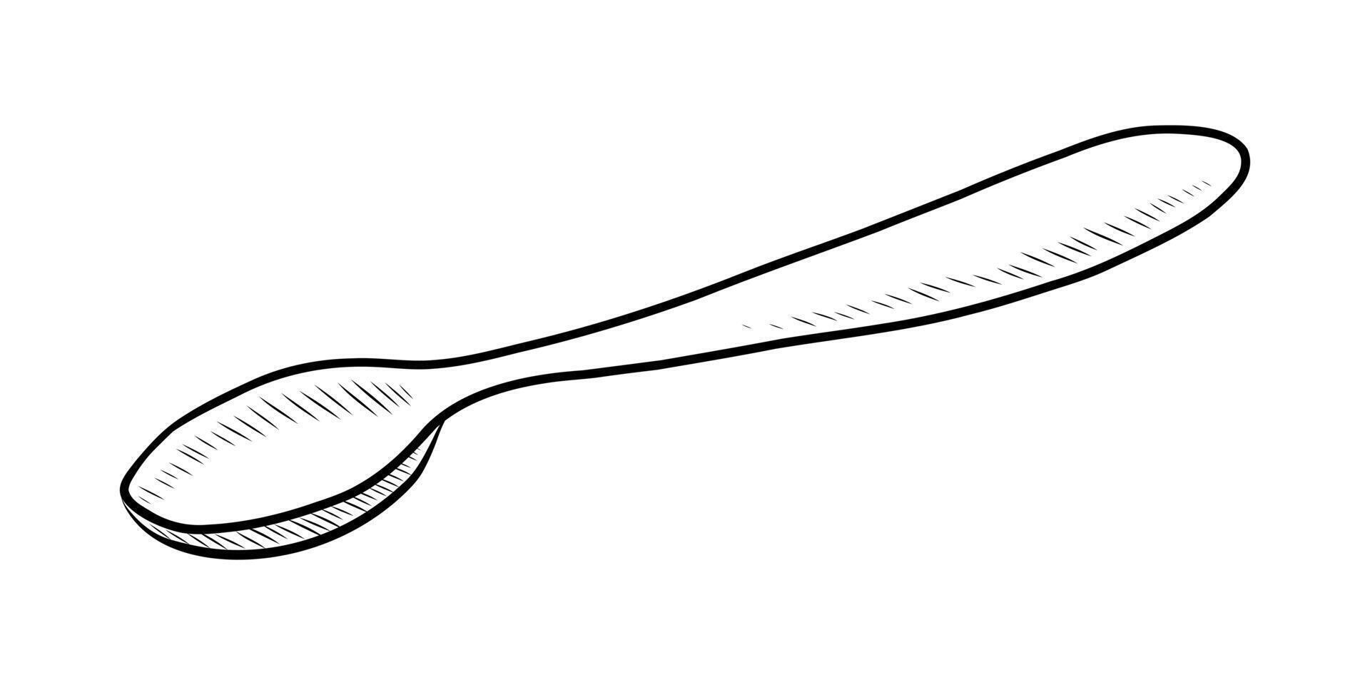 BLACK AND WHITE CONTOUR DRAWING OF A SPOON vector