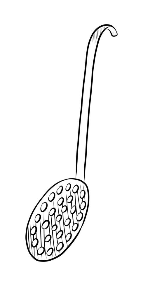 BLACK AND WHITE CONTOUR DRAWING OF A KITCHEN SKIMMER vector