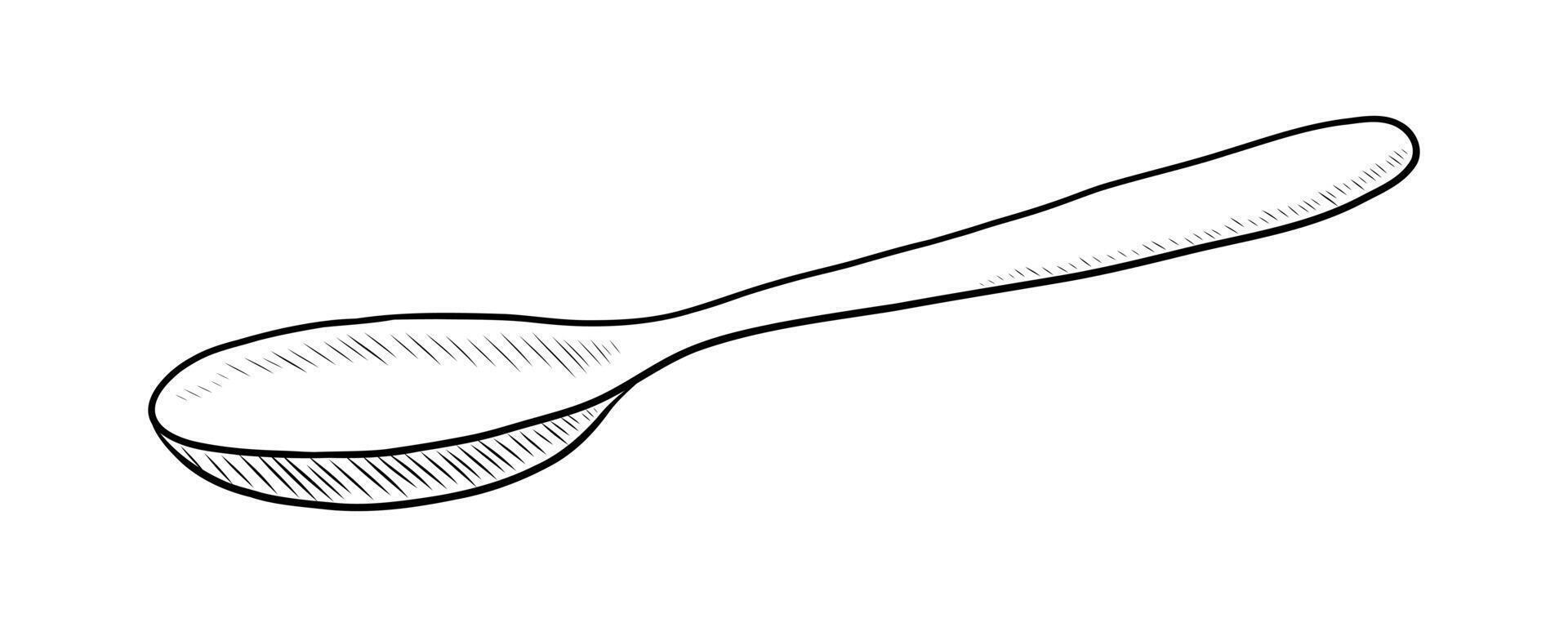 BLACK AND WHITE CONTOUR DRAWING OF A SPOON vector