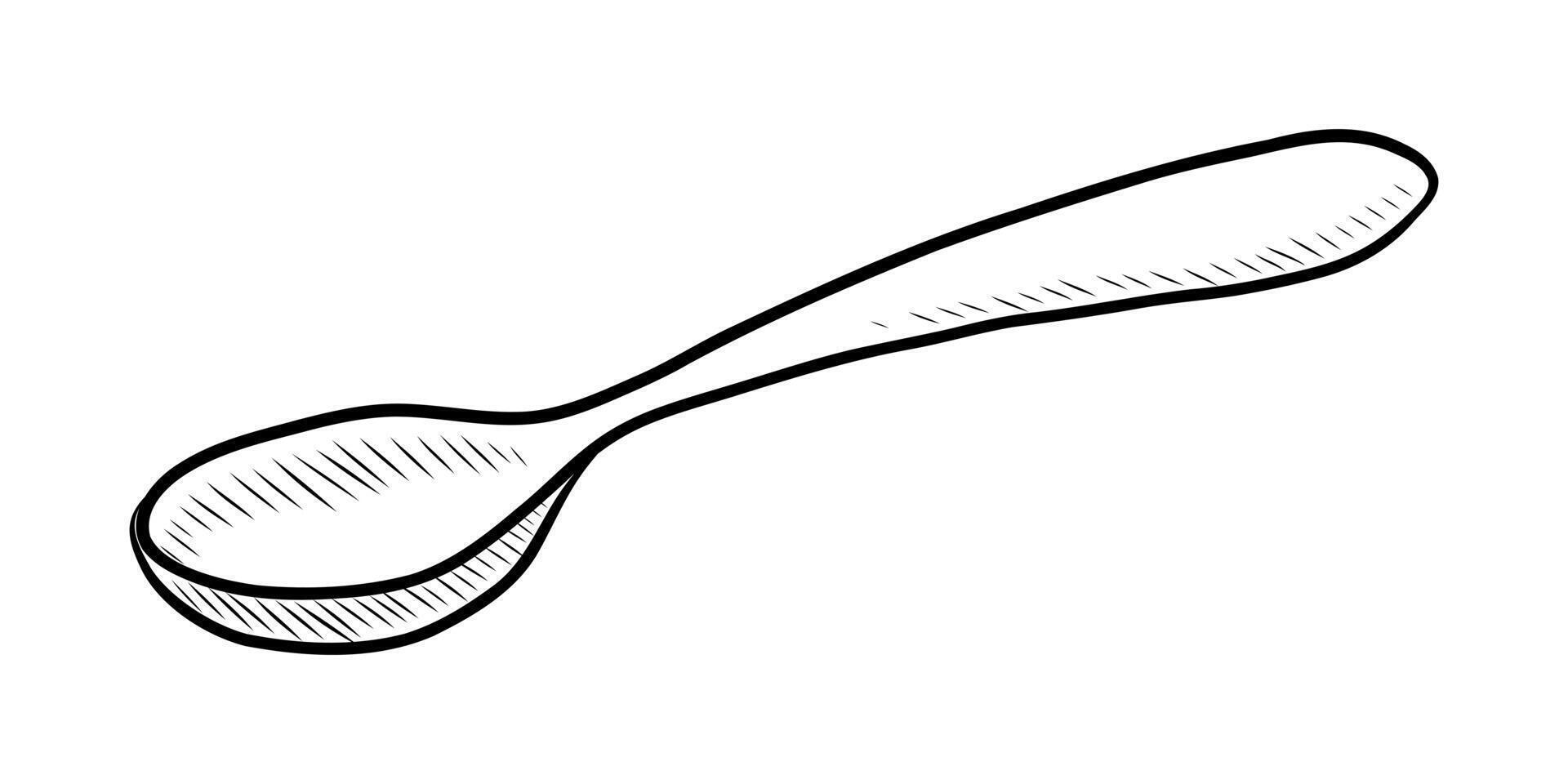 BLACK AND WHITE CONTOUR DRAWING OF A SPOON vector
