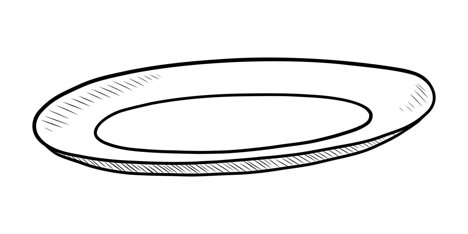 BLACK AND WHITE CONTOUR DRAWING OF A FLAT PLATE vector