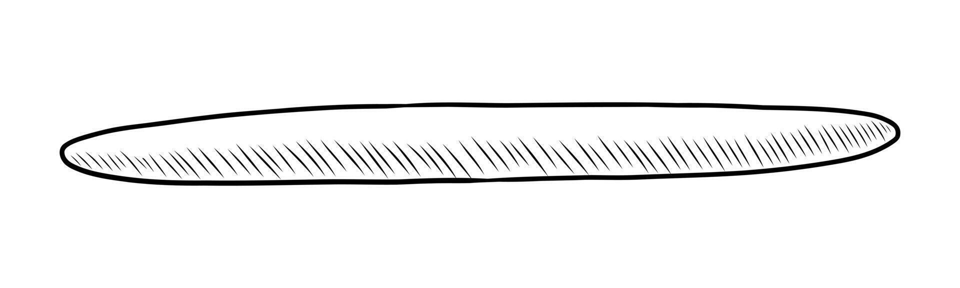 BLACK WHITE CONTOUR DRAWING OF A ROLLING PIN FOR DOUGH vector