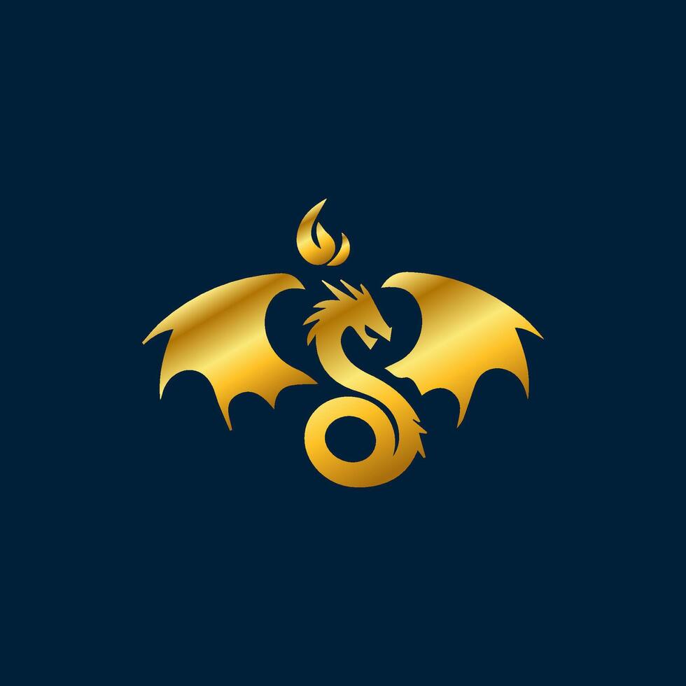 Dragon logo simple elegance, Ancient mythical serpent symbol. Mythological beast sign. vector