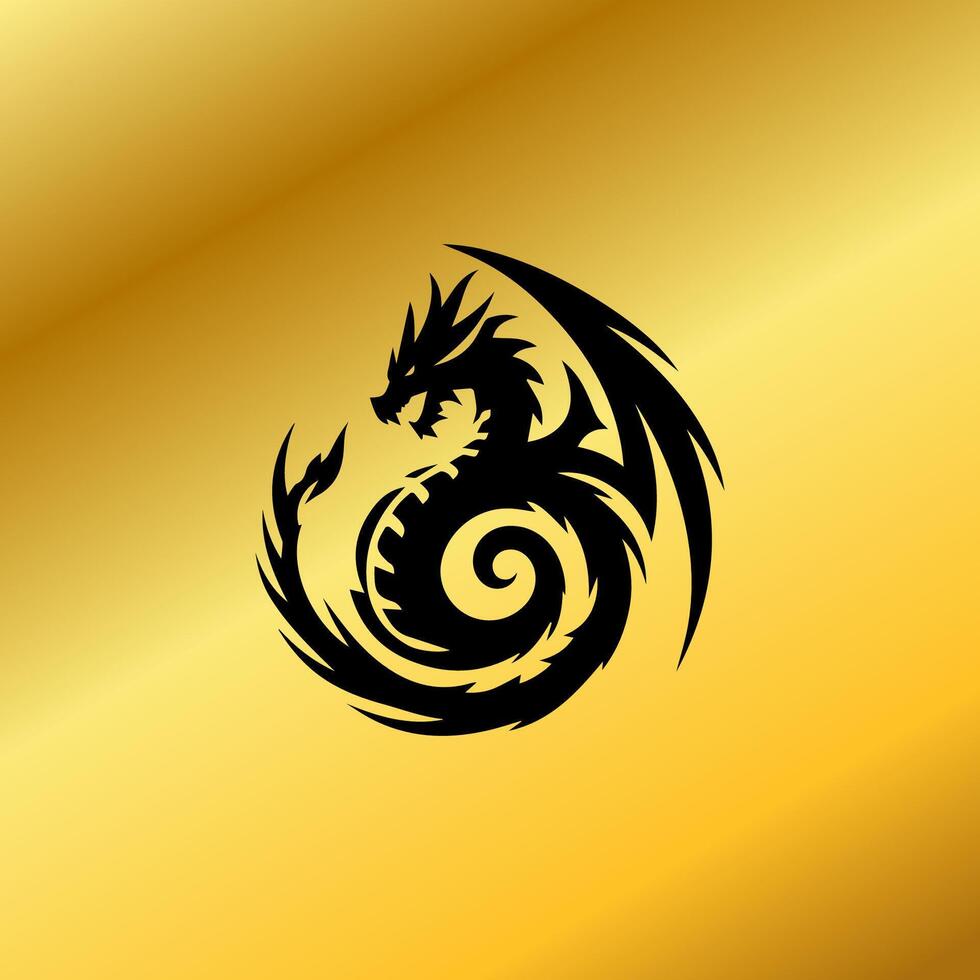 Dragon logo simple elegance, Ancient mythical serpent symbol. Mythological beast sign. vector