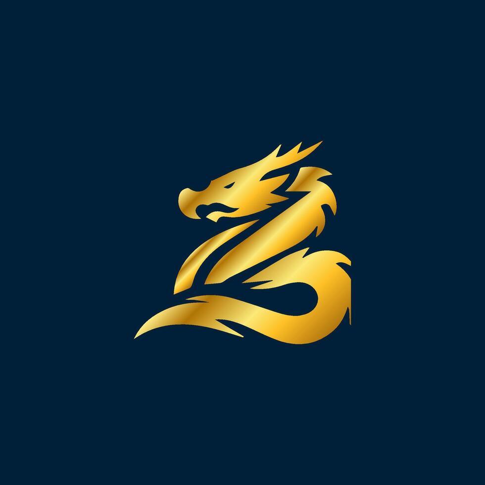 Dragon logo simple elegance, Ancient mythical serpent symbol. Mythological beast sign. vector