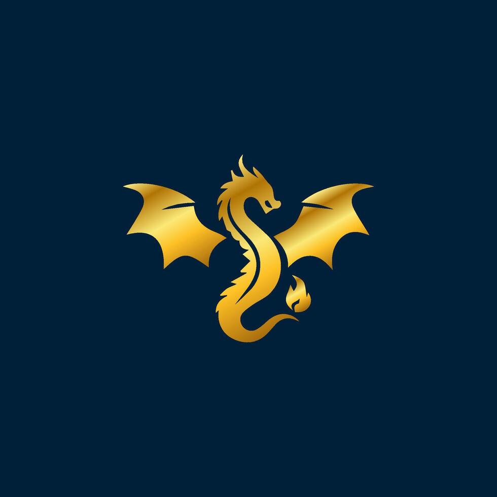 Dragon logo simple elegance, Ancient mythical serpent symbol. Mythological beast sign. vector