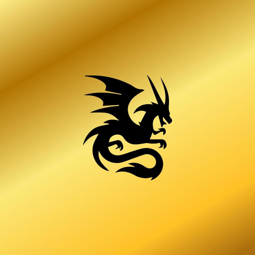 Dragon logo simple elegance, Ancient mythical serpent symbol. Mythological beast sign. vector
