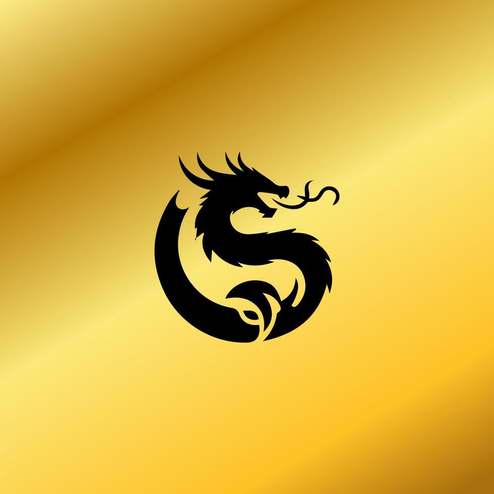 Dragon logo simple elegance, Ancient mythical serpent symbol. Mythological beast sign. vector