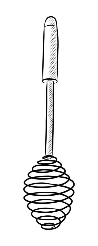 BLACK AND WHITE CONTOUR DRAWING OF A WHISK FOR WHIPPING vector