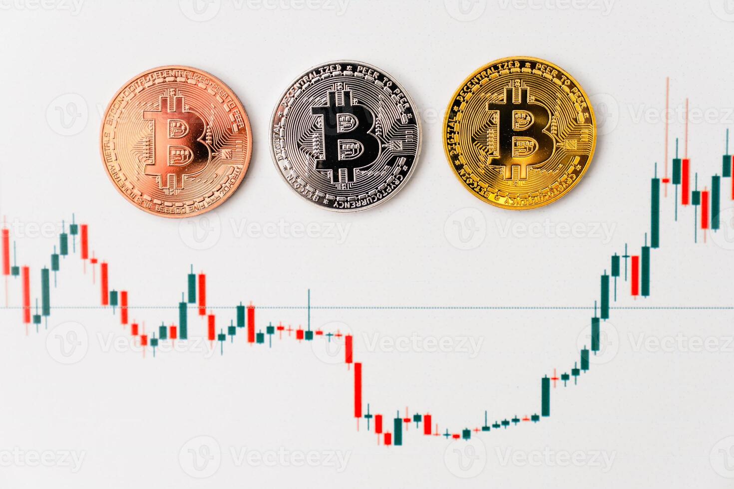 bitcoin chart on dark background. Cryptocurrency is the currency of the future. photo
