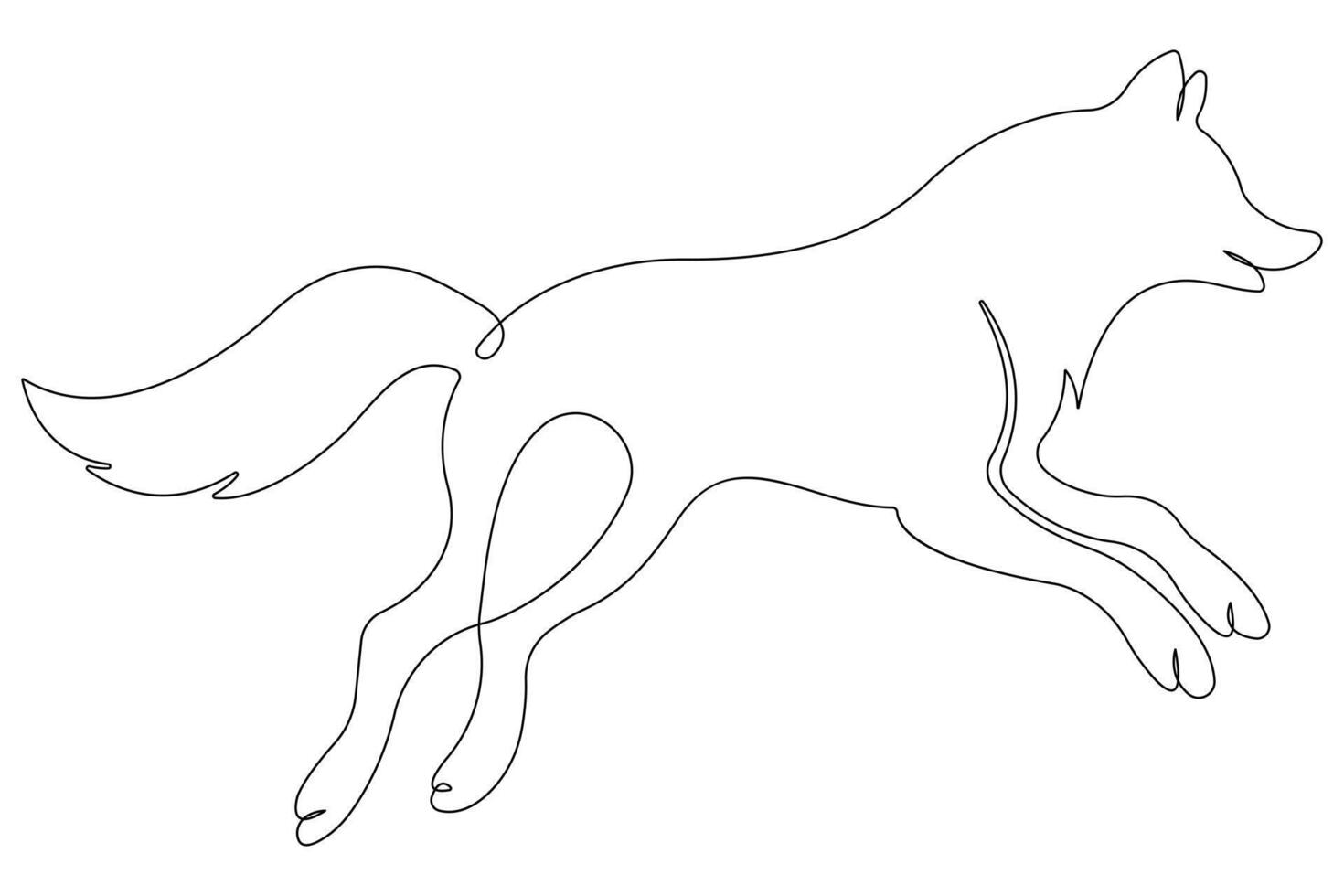 Continuous one line drawing of wolf animals concept single line outline design vector