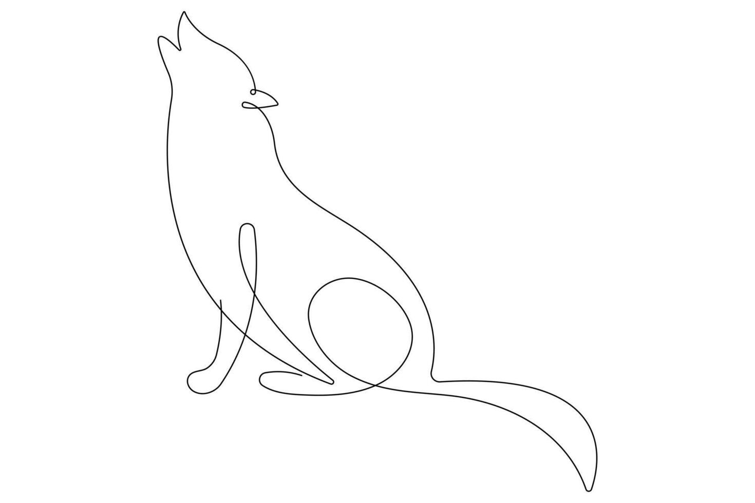 Continuous one line drawing of wolf animals concept single line outline design vector