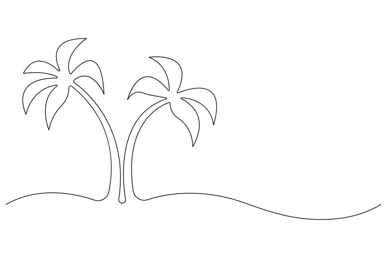 Palm tree continuous one line art drawing of isolated outline illustration vector