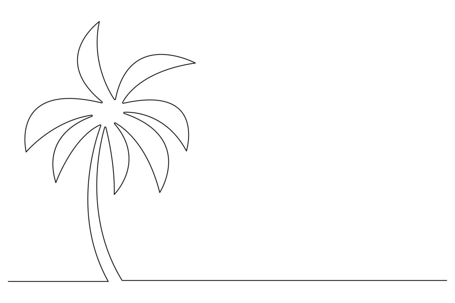 Palm tree continuous one line art drawing of isolated outline illustration vector