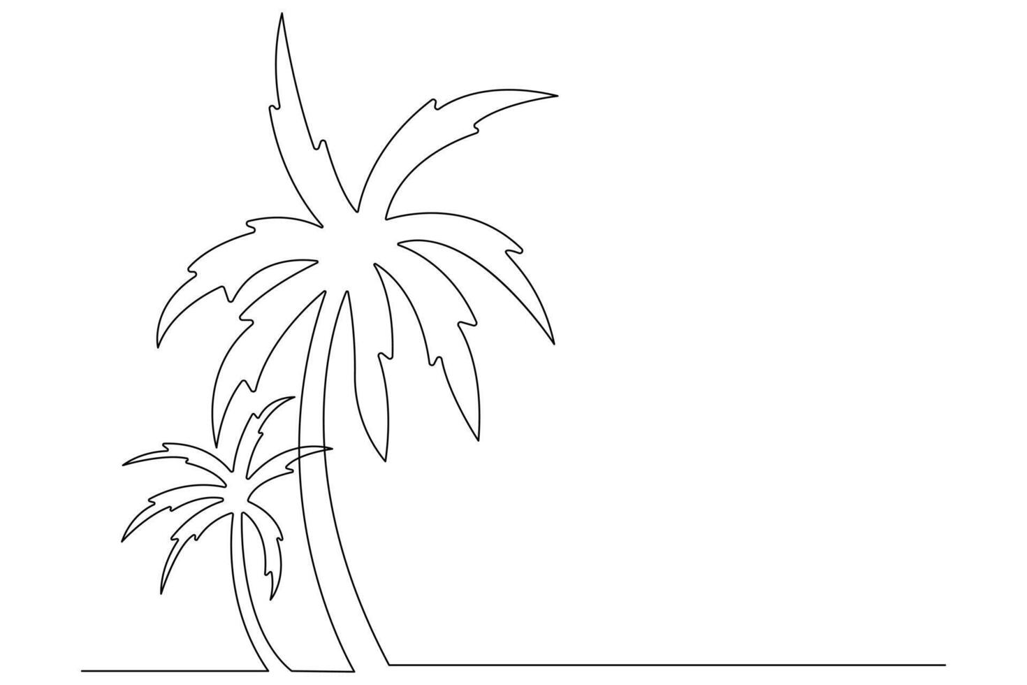 Palm tree continuous one line art drawing of isolated outline illustration vector
