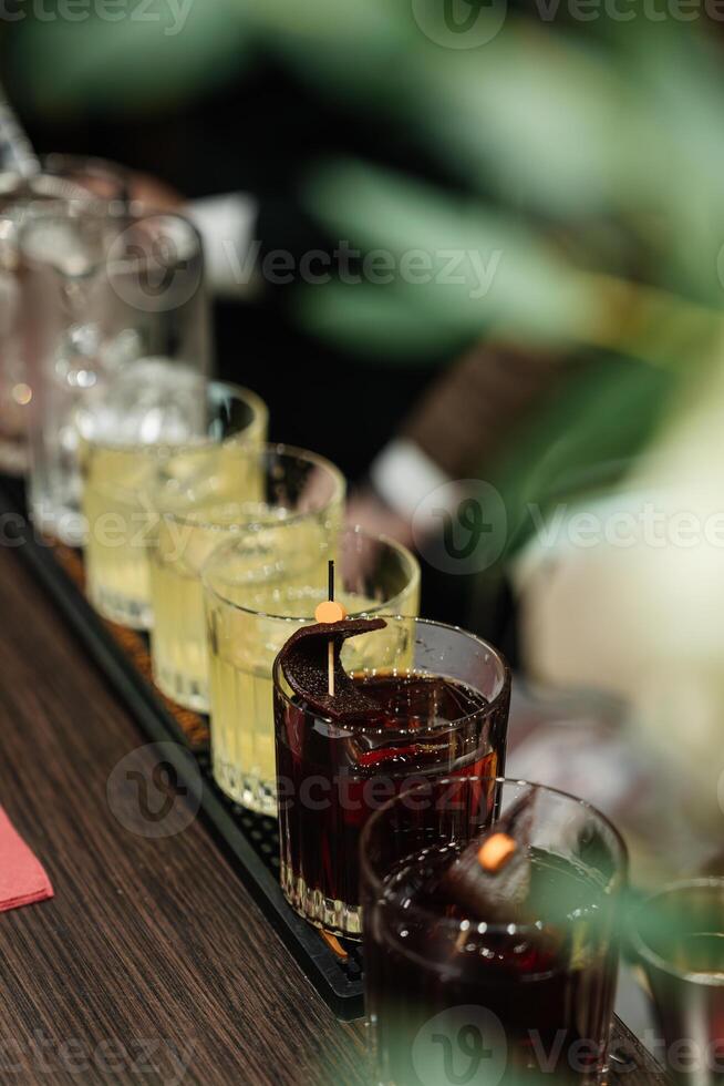 Beautiful cocktails at the bar. photo