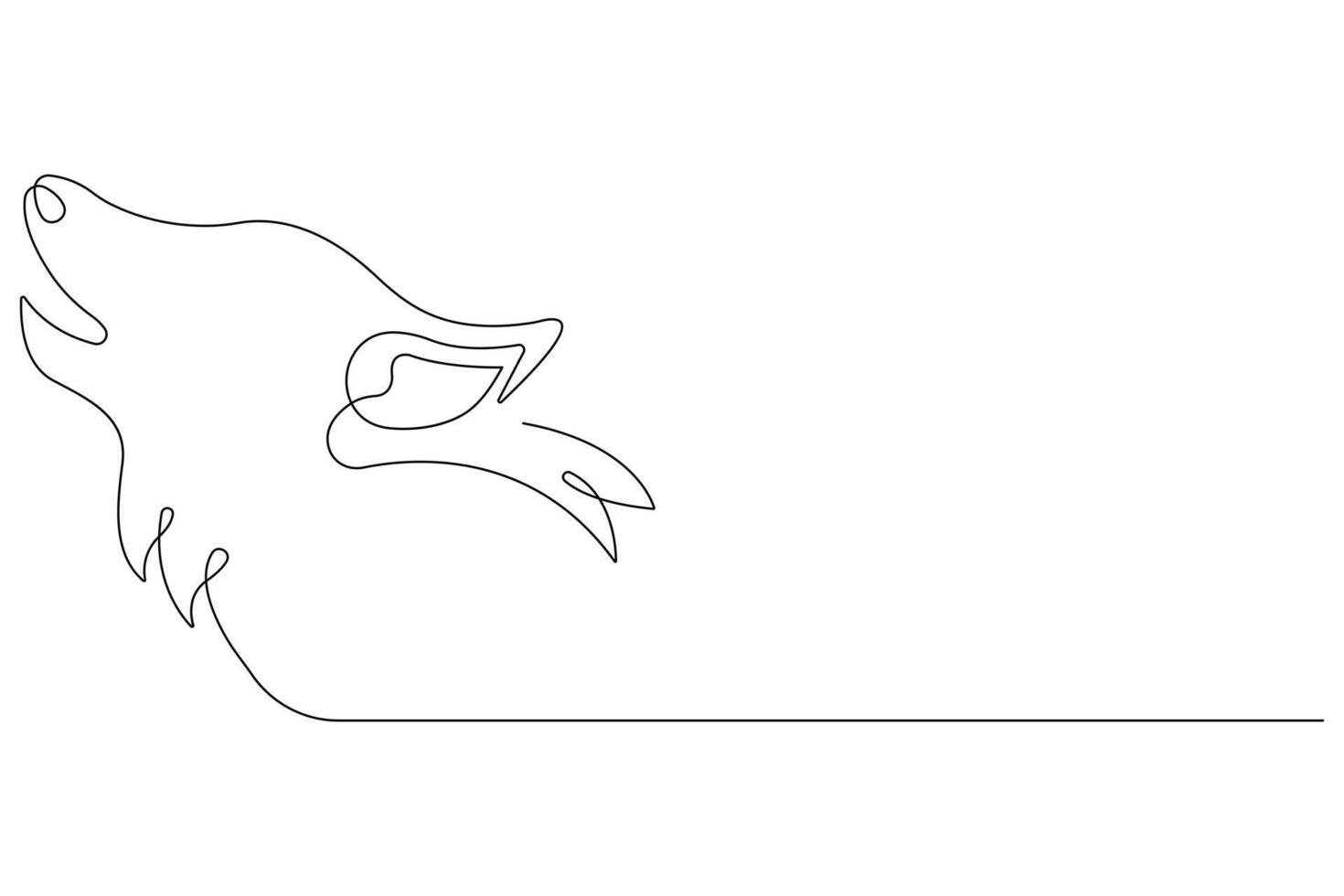 Continuous one line drawing of wolf animals concept single line outline design vector
