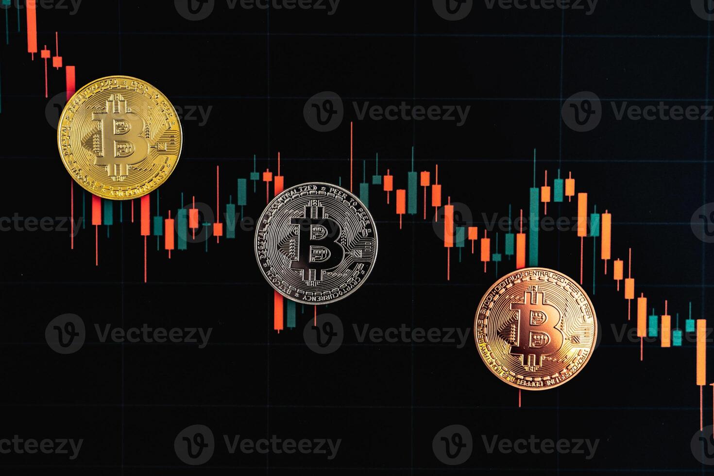 Bitcoin chart . Cryptocurrency is the currency of the future. photo