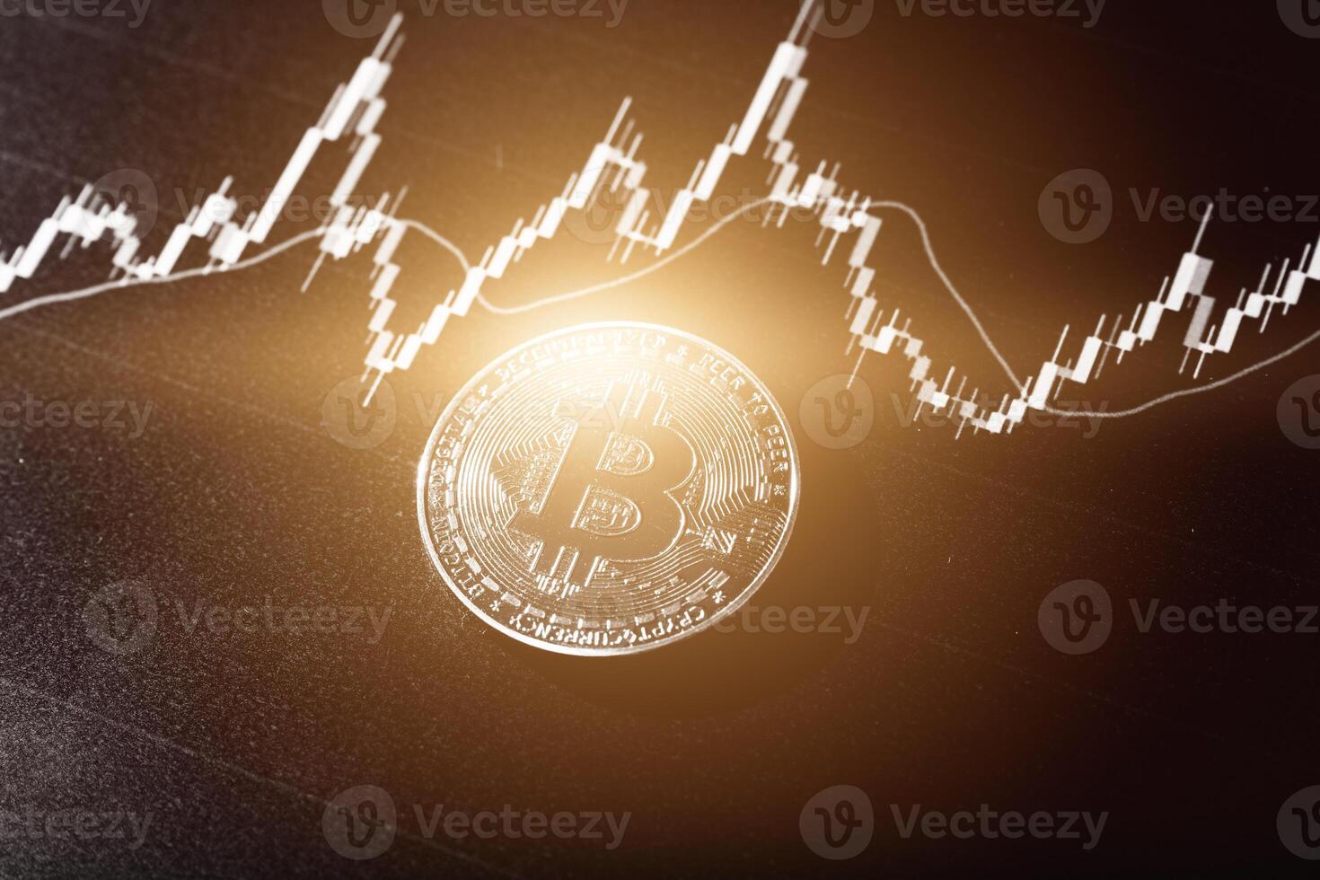 Bitcoin chart . Cryptocurrency is the currency of the future. photo