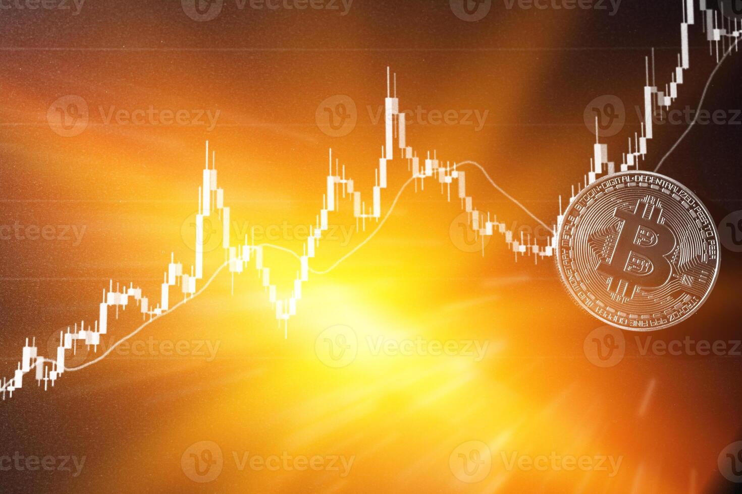 Bitcoin chart . Cryptocurrency is the currency of the future. photo