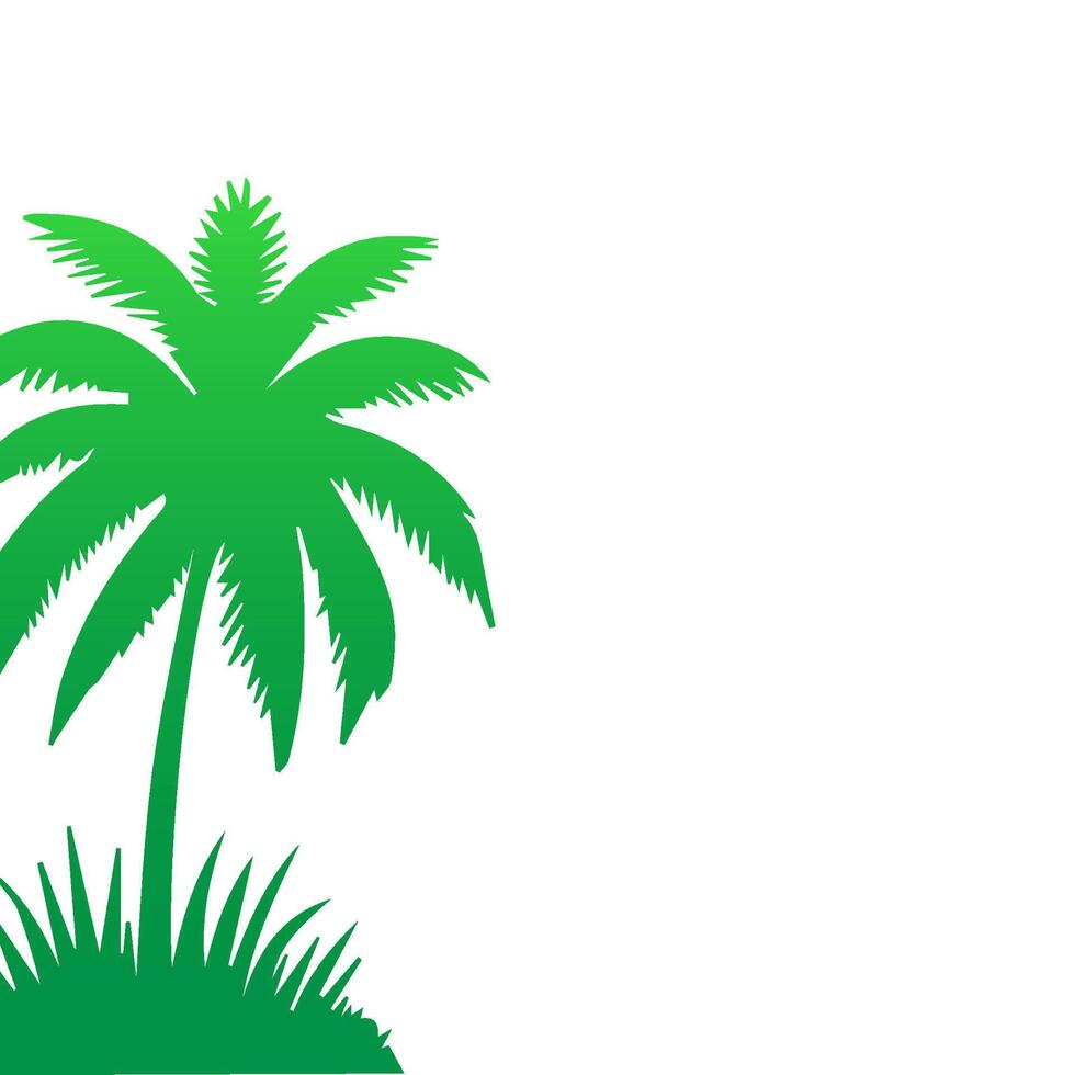 Green palm tree isolated on white background. Palm silhouette vector