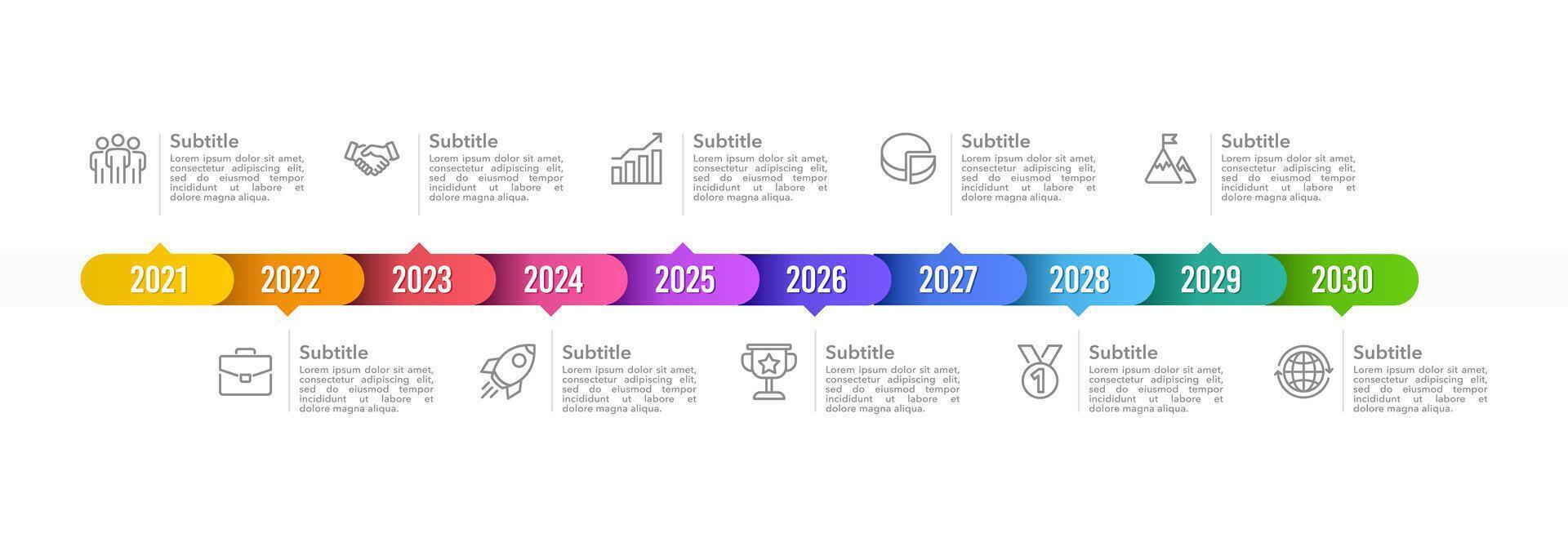 10 milestone of company. Business visualization timeline infographic template with. Business presentation and Annual report. vector