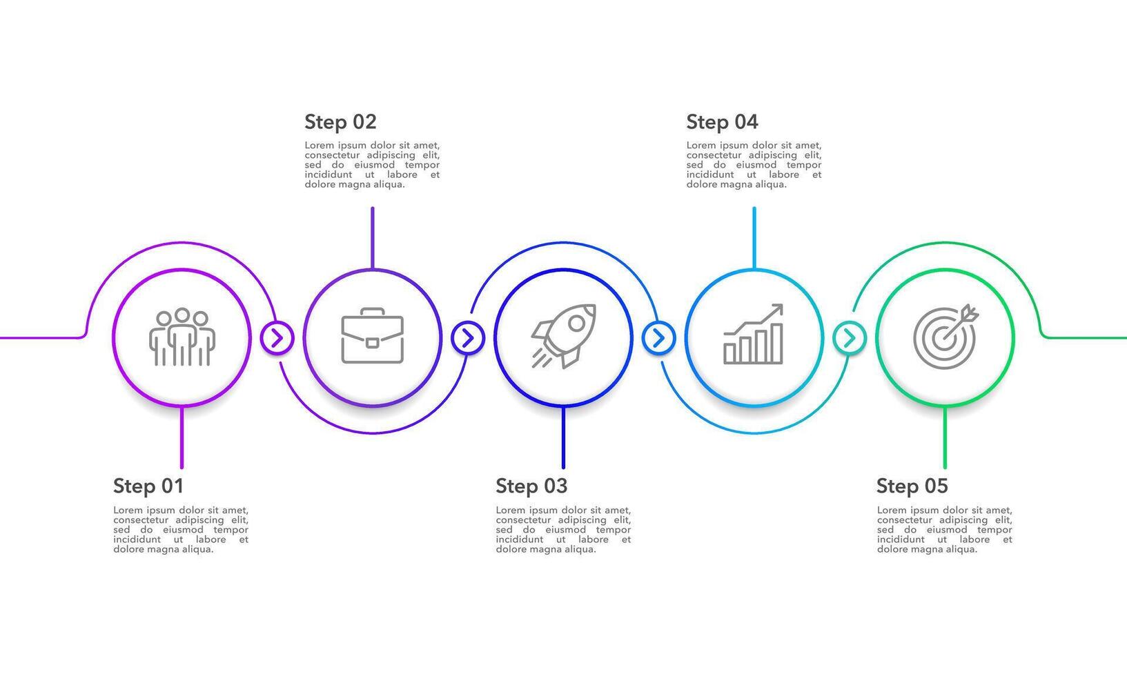 5 milestone of business to success. Infographic thin line curve with circle design template. Business presentation and Annual report. vector