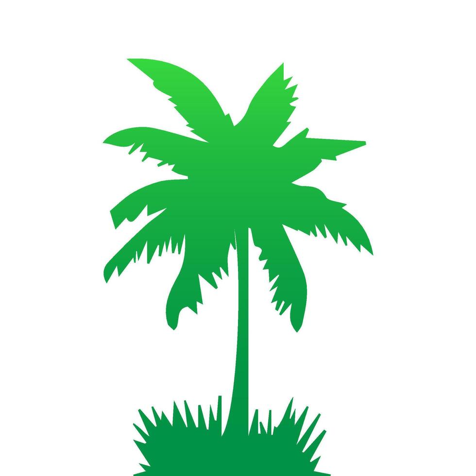 Green palm tree isolated on white background. Palm silhouette vector