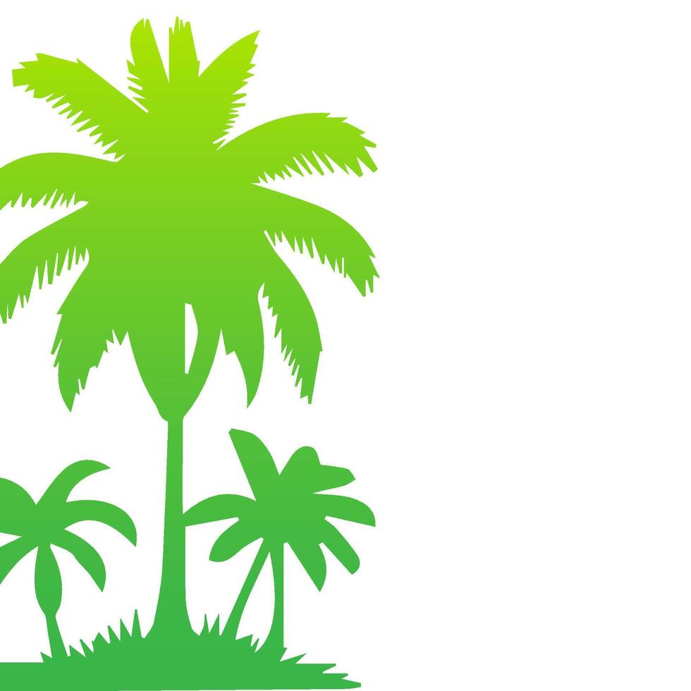 Green palm tree isolated on white background. Palm silhouette vector