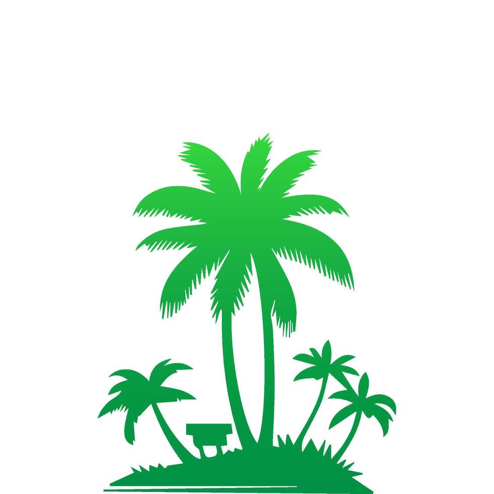 Green palm tree isolated on white background. Palm silhouette vector