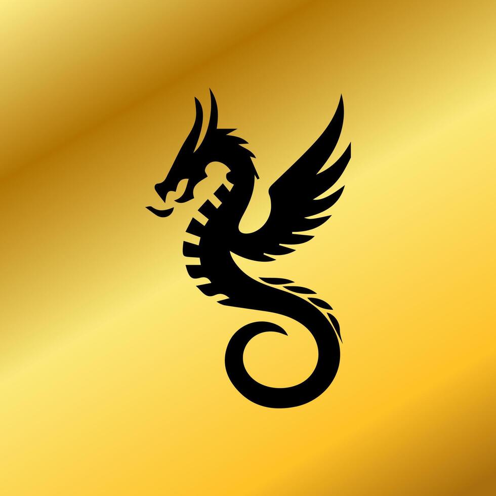 Dragon logo simple elegance, Ancient mythical serpent symbol. Mythological beast sign. vector