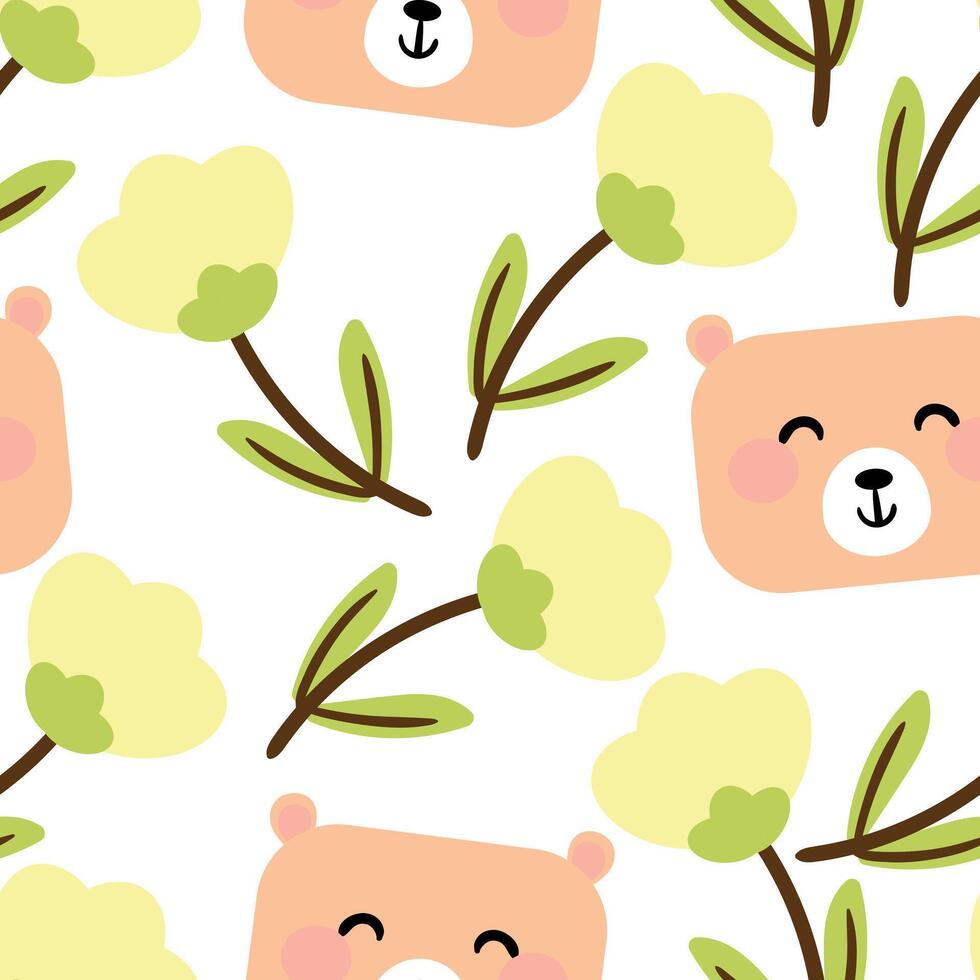 Seamless pattern with cute cartoon bear for fabric print, textile, gift wrapping paper. children's colorful , flat style vector
