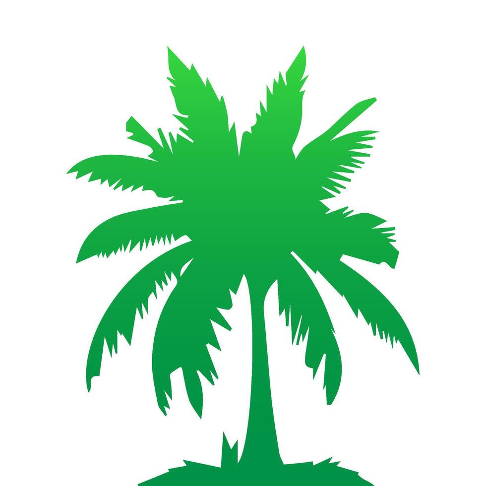 Green palm tree isolated on white background. Palm silhouette vector