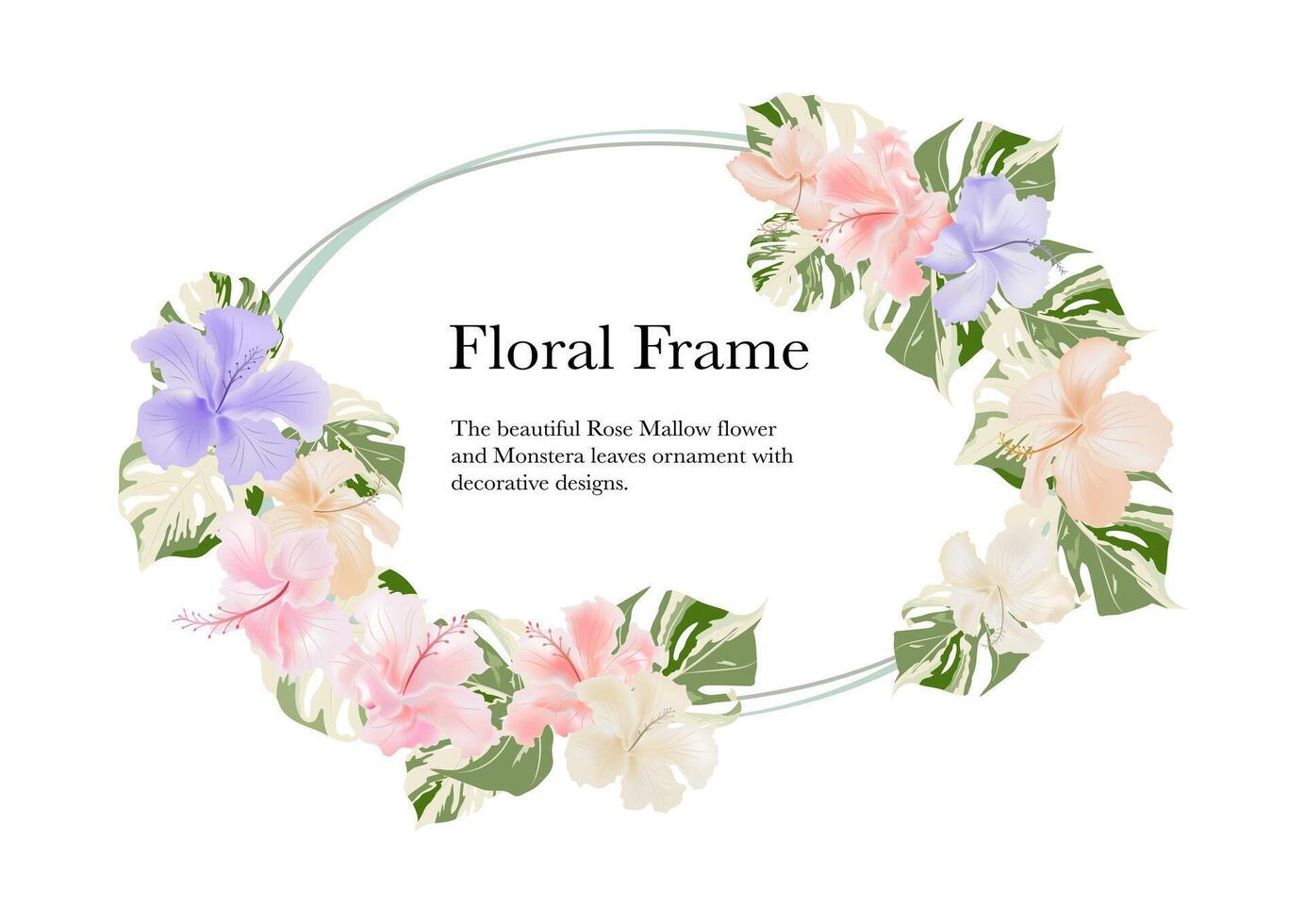 Hibiscus flower blossom arrange on frame background vector