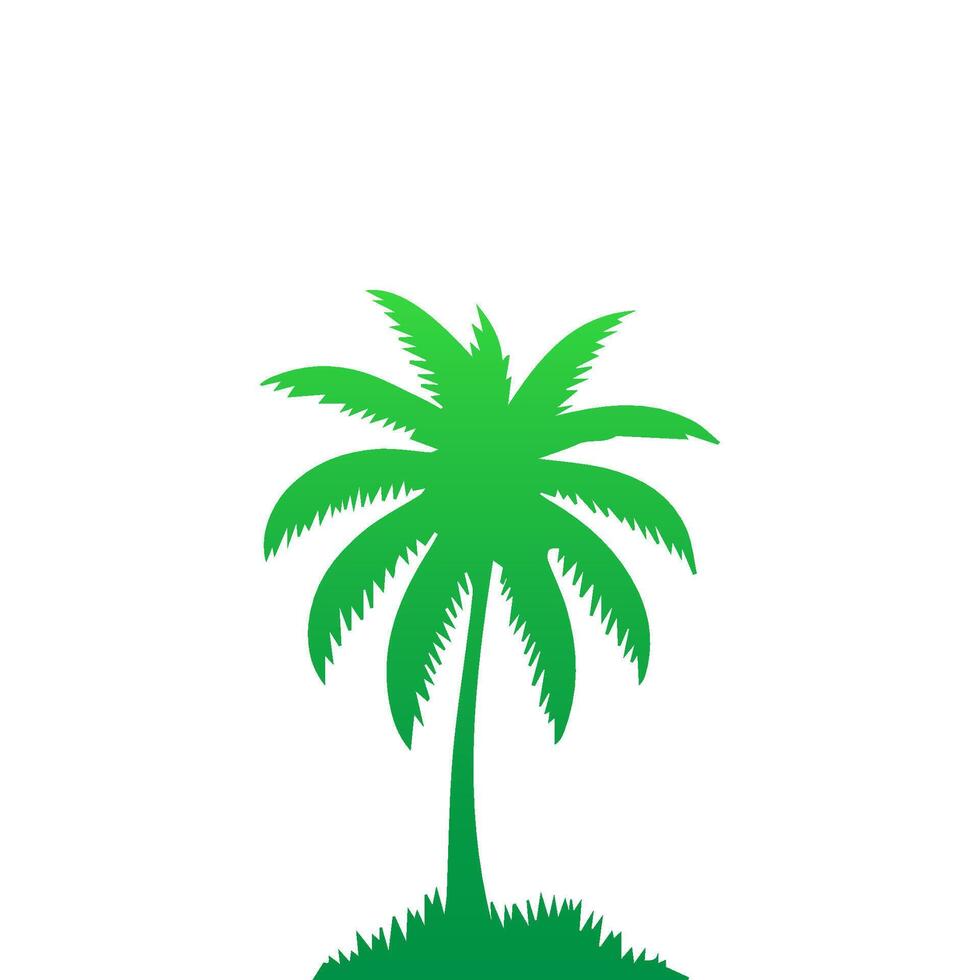 Green palm tree isolated on white background. Palm silhouette vector