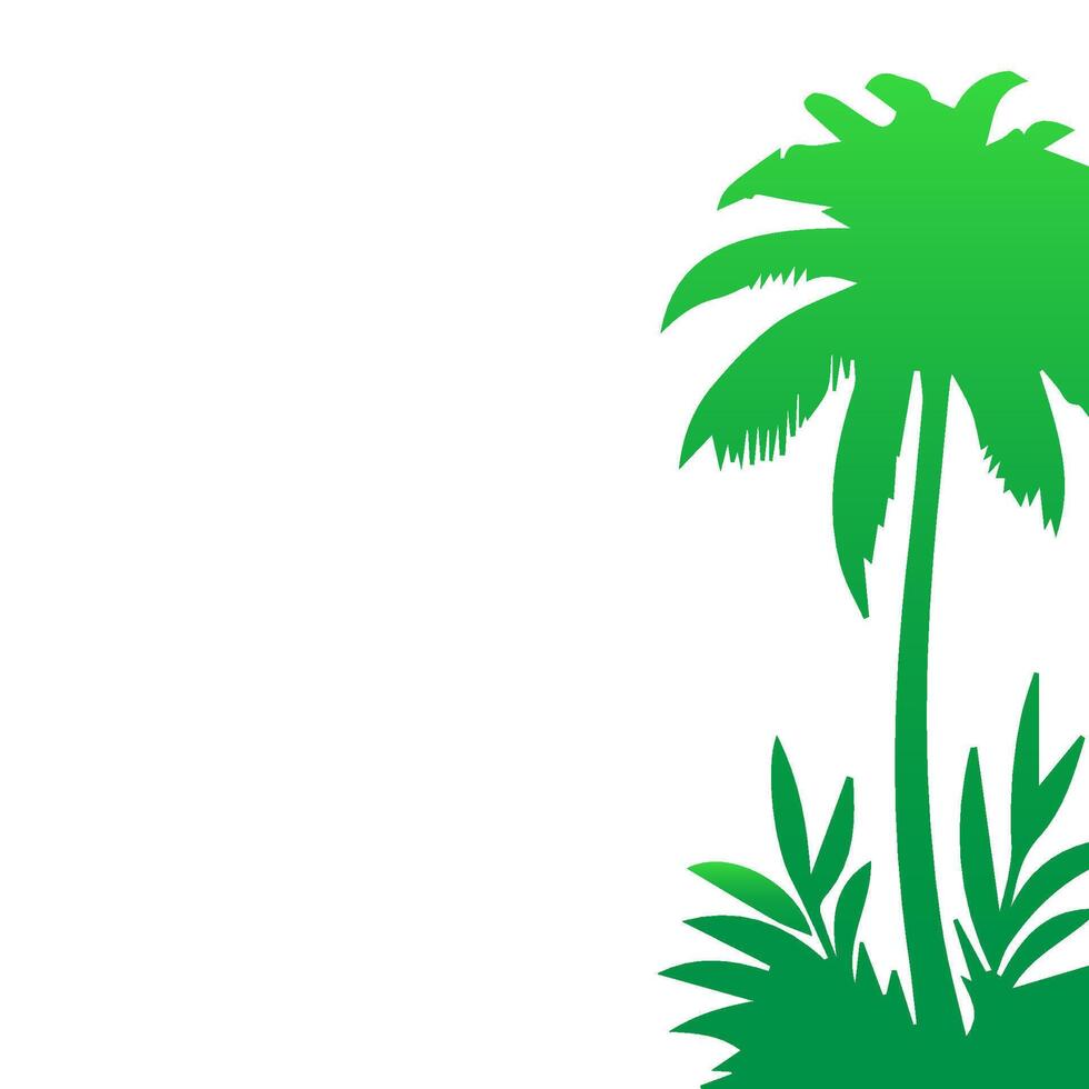 Green palm tree isolated on white background. Palm silhouette vector