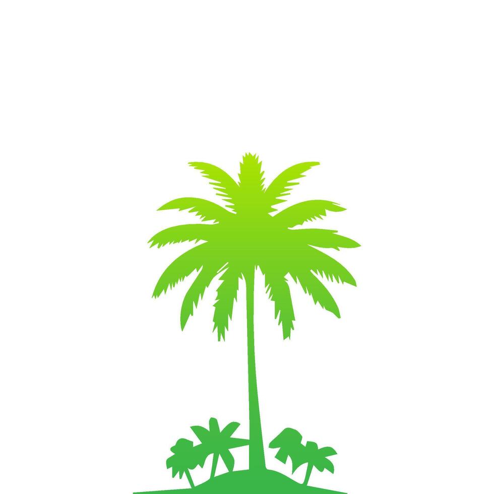 Green palm tree isolated on white background. Palm silhouette vector