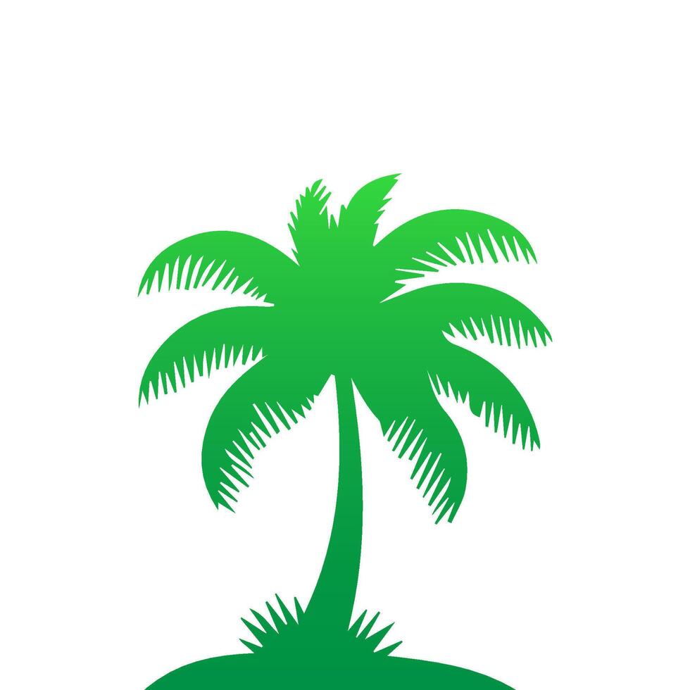 Green palm tree isolated on white background. Palm silhouette vector