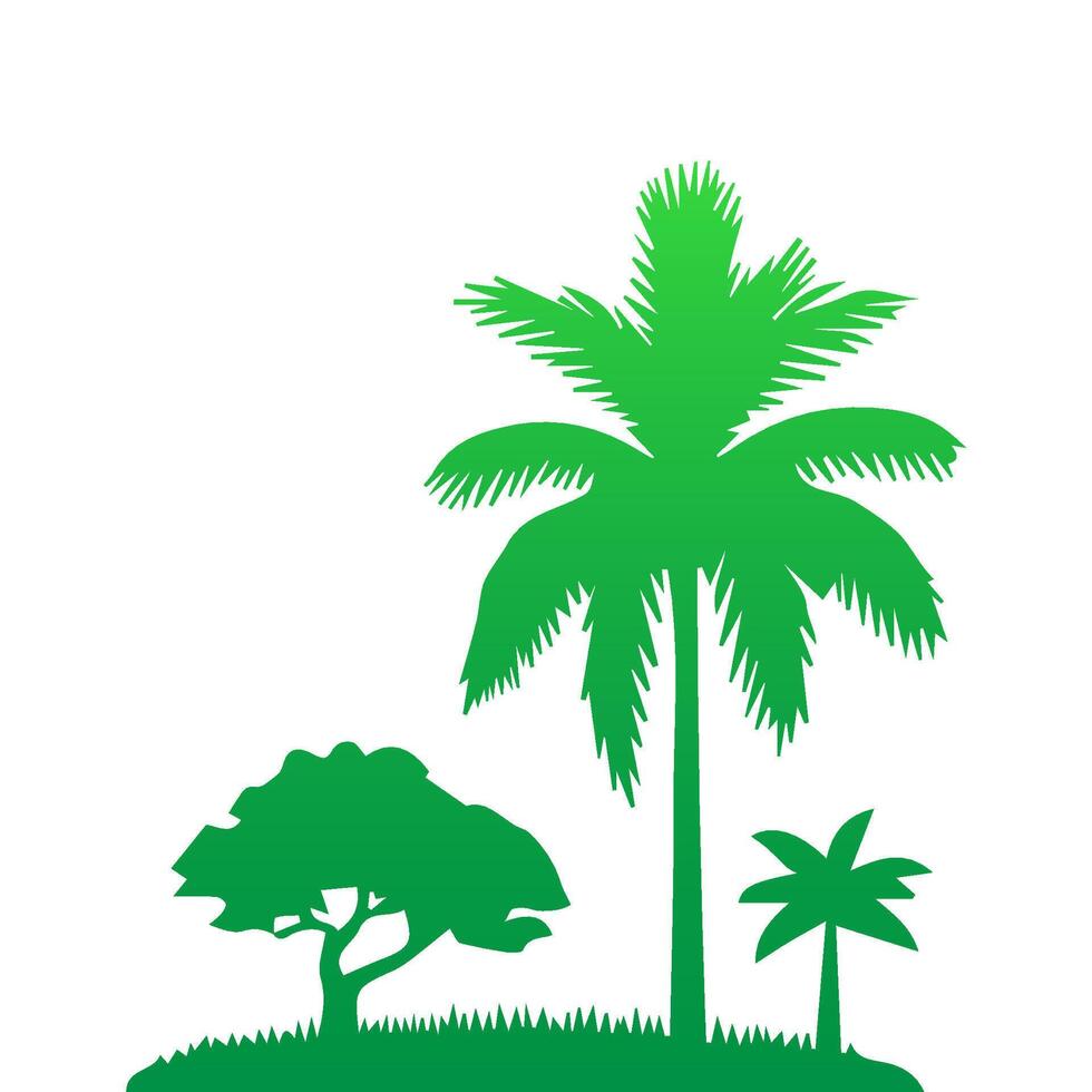 Green palm tree isolated on white background. Palm silhouette vector