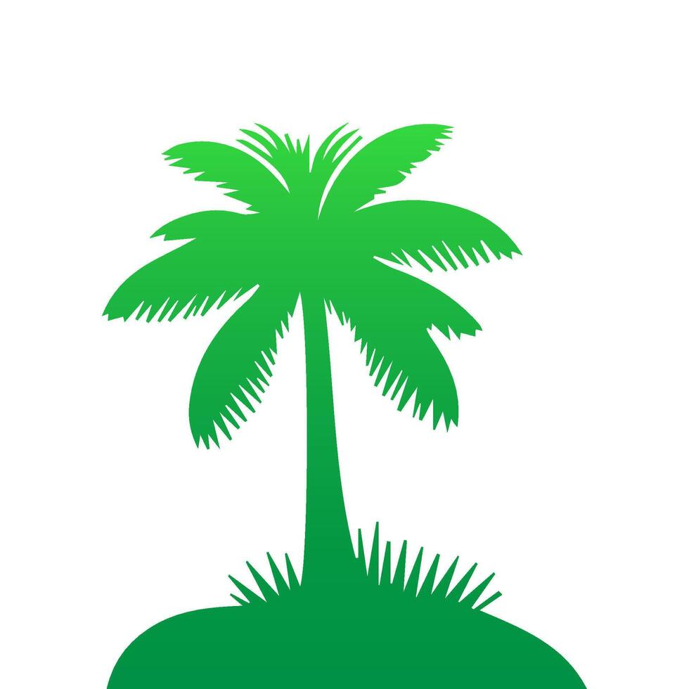 Green palm tree isolated on white background. Palm silhouette vector