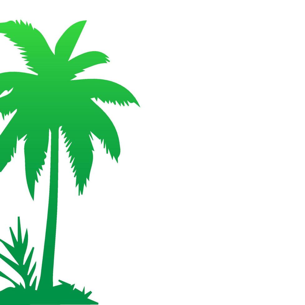 Green palm tree isolated on white background. Palm silhouette vector