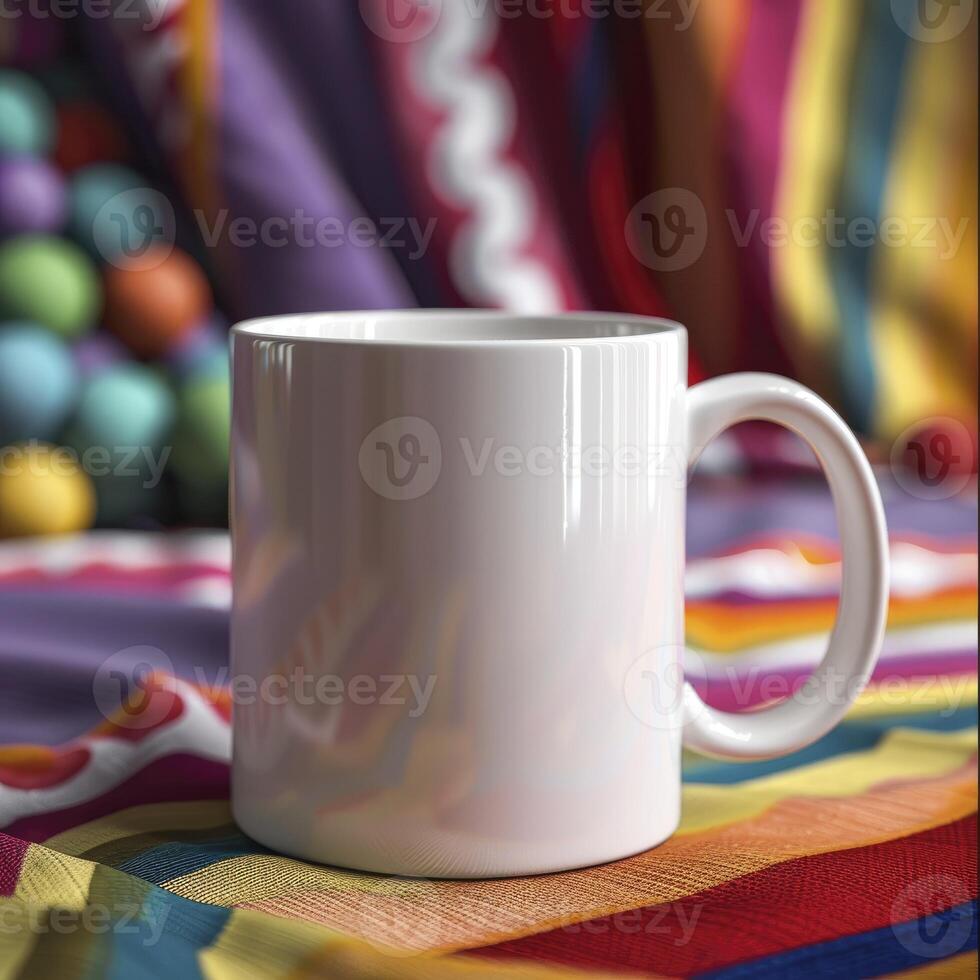 White Coffee Mug 15Oz Mockup, On Carnival Background photo