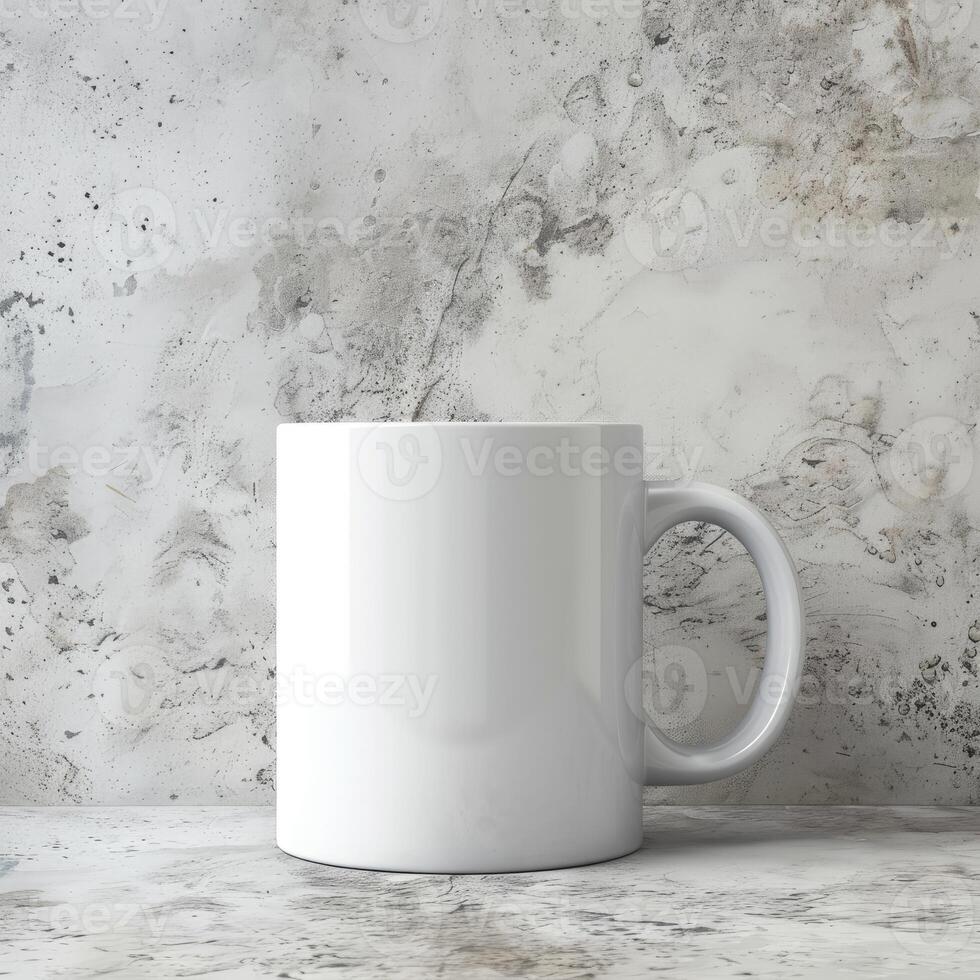 White Coffee Mug 15Oz Mockup, On Concrete Texture Background photo