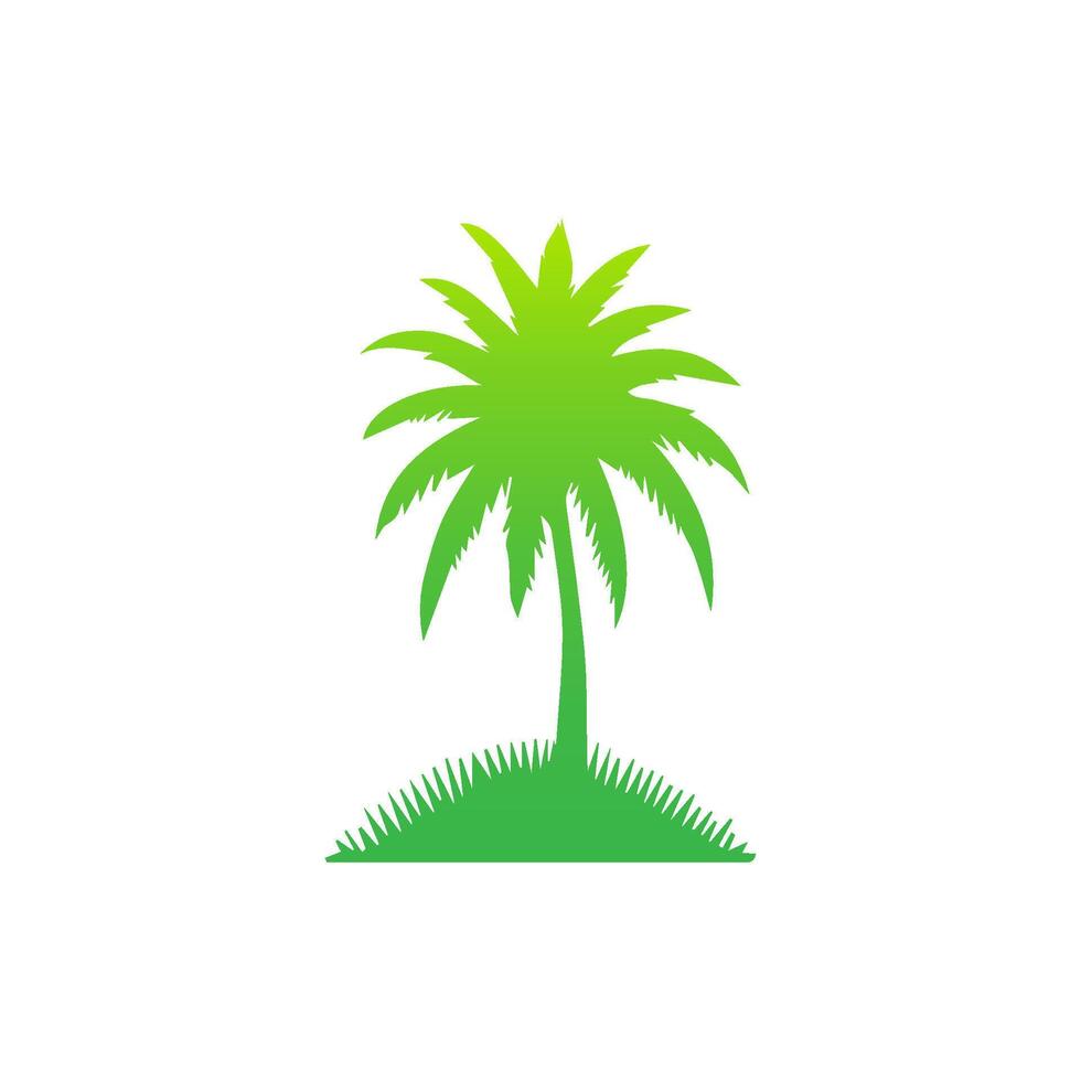 Green palm tree isolated on white background. Palm silhouette vector